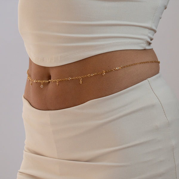 Gold Dangling Stones Belly Chain